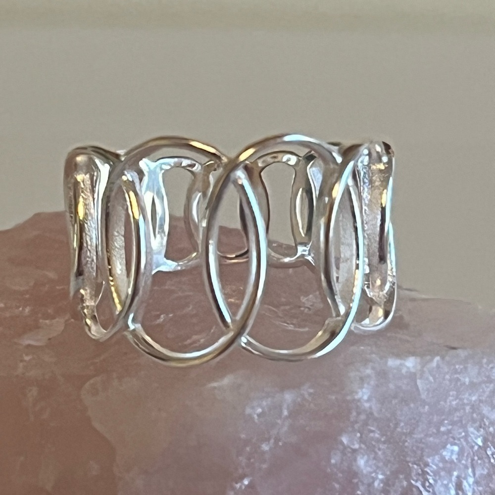 925 Solid Sterling Silver Abstract Ring - image 1